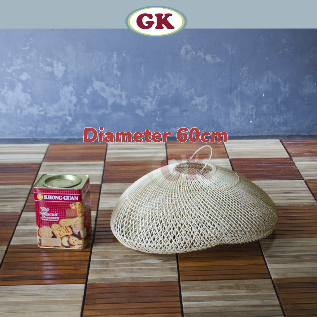 Kap Lampu Rotan BASIC 48 D60 - Handcrafted Rattan Lampshade Perfect Interior Decor For Cafe, Resto, or Home.