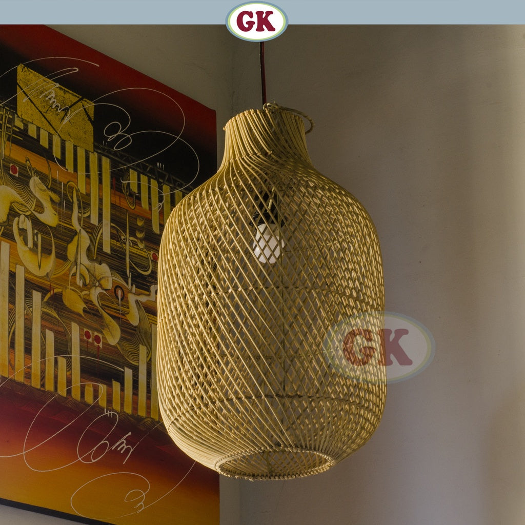Kap Lampu Lampion BASIC 46 D30 - Handcrafted Rattan Table Lampshade Perfect Interior Decor For Livingroom, Bedroom, or Longue.