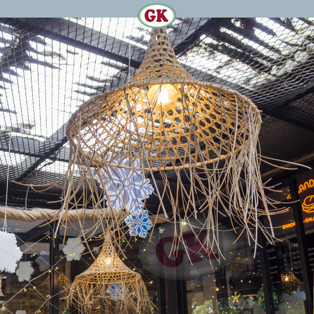 Kap Lampu Gantung Rotan RUSTIC 01 - Artistic Rattan Lampshade Perfect Interior Decor for Livingroom, Bedroom, or Longue.