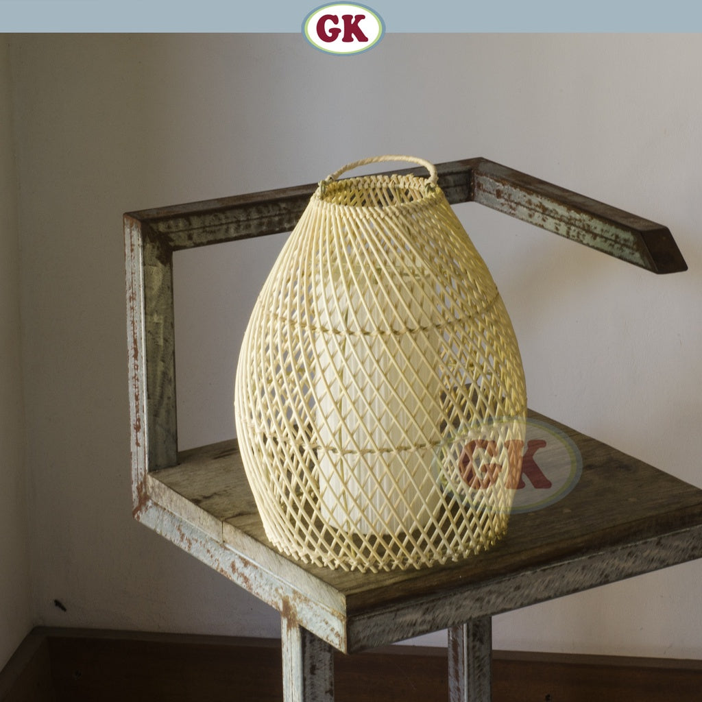 Kap Lampu Gantung Rotan LENTERA 04 D25 - Handcrafted Rattan Lampshade Perfect Interior Decor for Cafe, Resto, Hotel or Home.