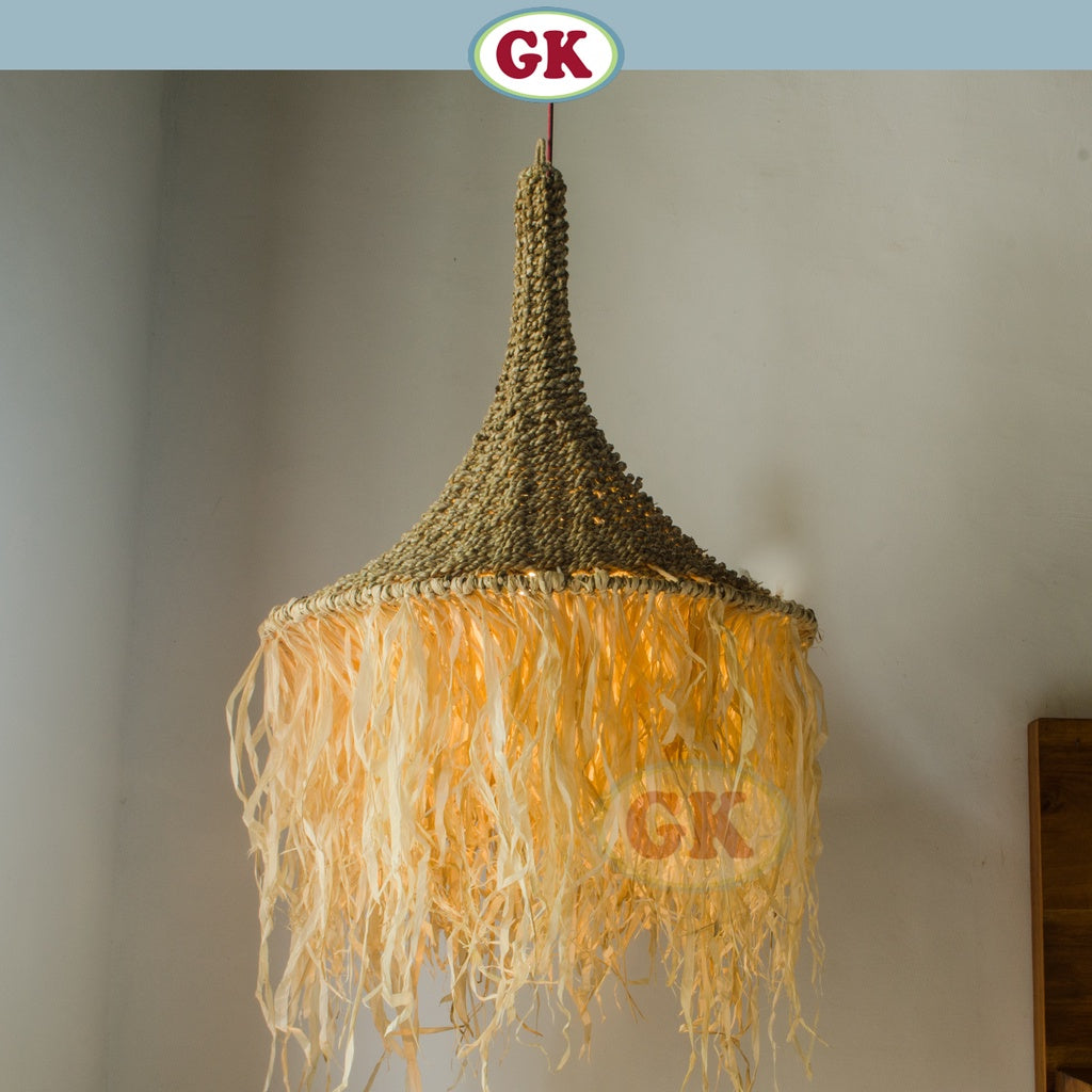 Kap Lampu Gantung Rotan RUSTIC 04 D50 - Artistic Rattan Lampshade Perfect Interior Decor for Livingroom, Bedroom, or Longue.