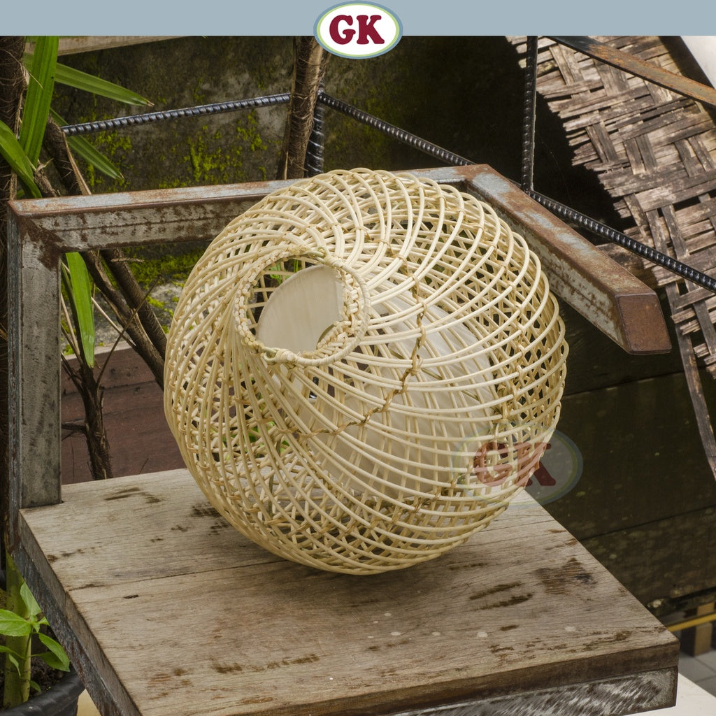 Kap Lampu Gantung Rotan LENTERA 03 - Handcrafted Rattan Lampshade Perfect Interior Decor for Cafe, Resto, Hotel or Home.