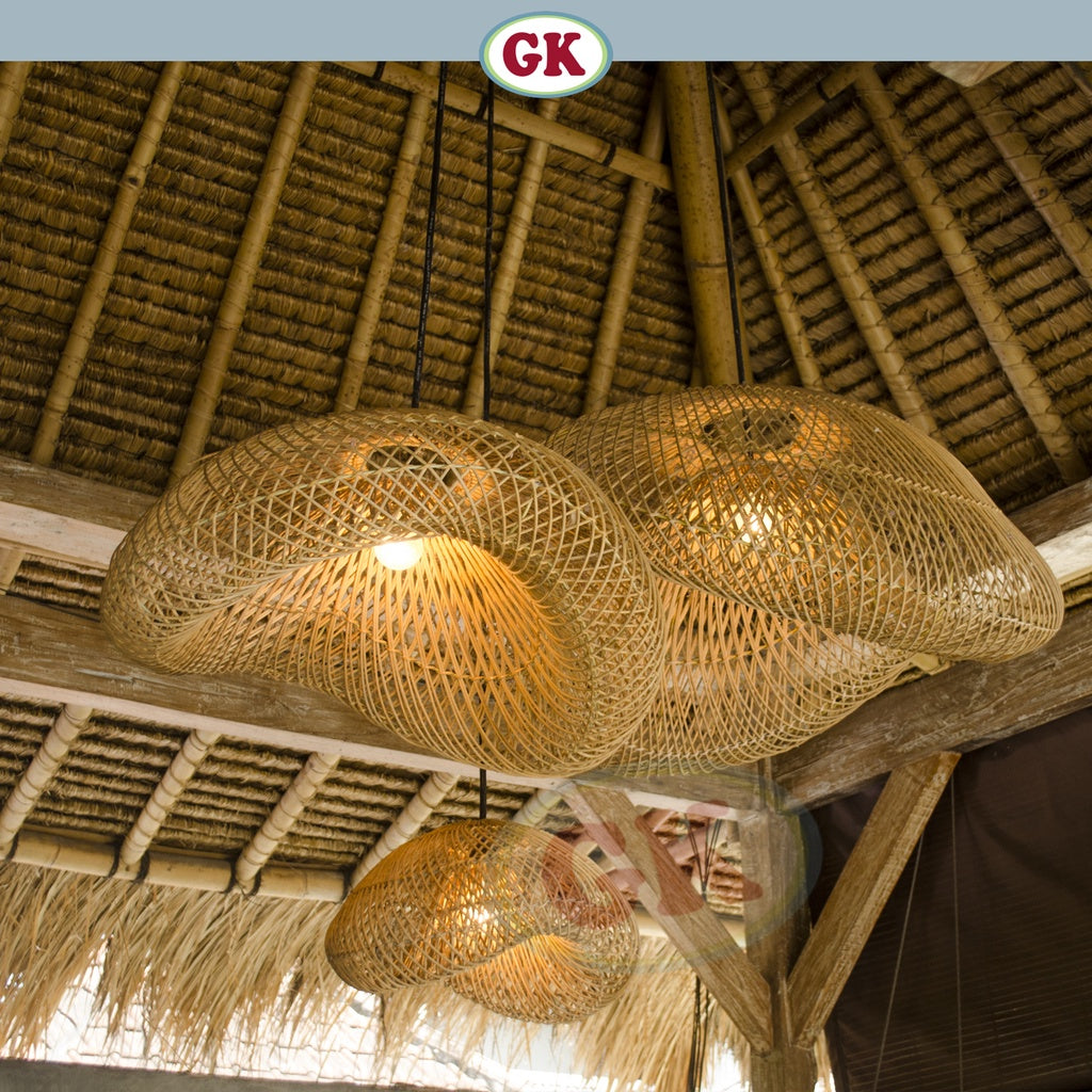 [Bundling] Kap Lampu Gantung Rotan BASIC 48 - Lampu Ruang Tamu Ruang Makan Lampu Teras D30 D40 D50
