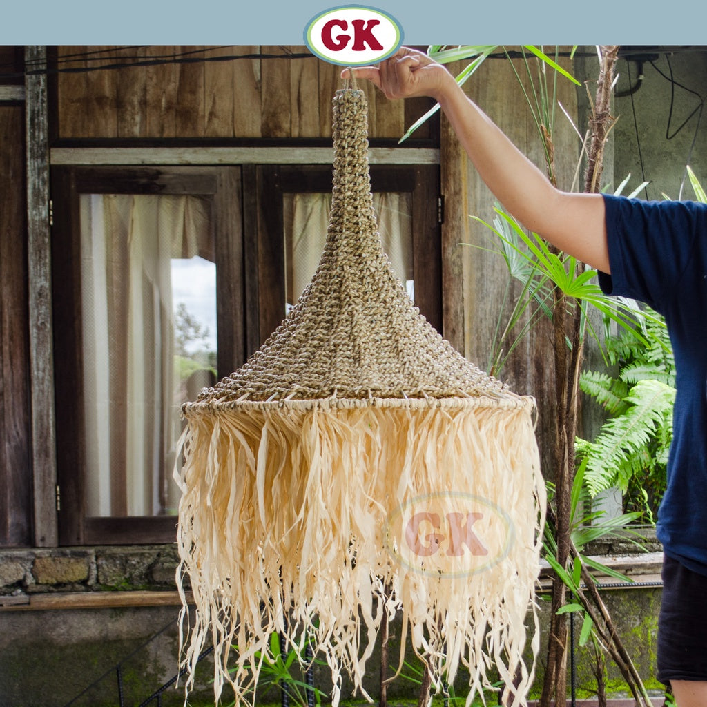Kap Lampu Gantung Rotan RUSTIC 04 D50 - Artistic Rattan Lampshade Perfect Interior Decor for Livingroom, Bedroom, or Longue.