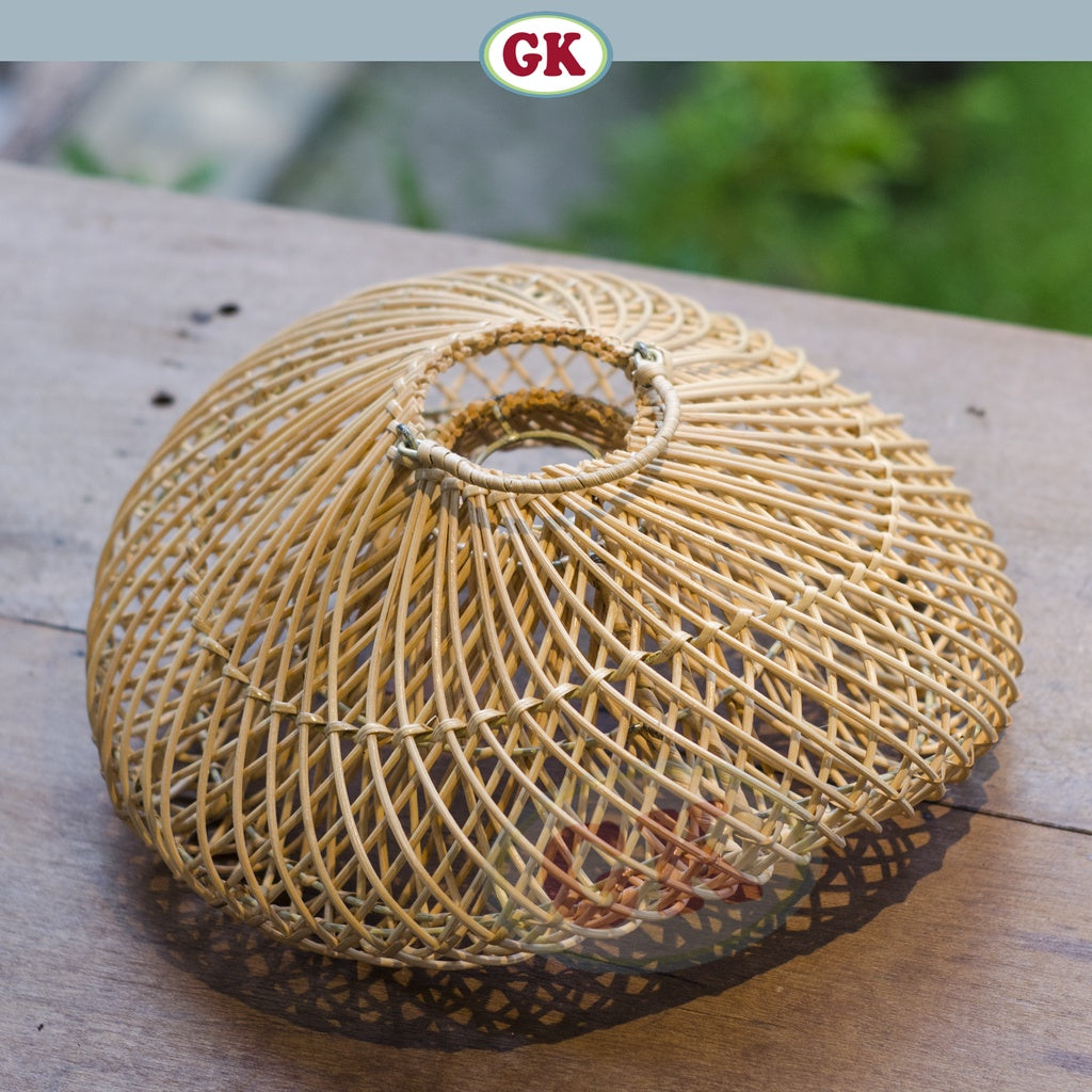 Kap Lampu Rotan BASIC 48 D30 - Handcrafted Rattan Lampshade Perfect Interior Decor For Cafe, Resto, or Home.