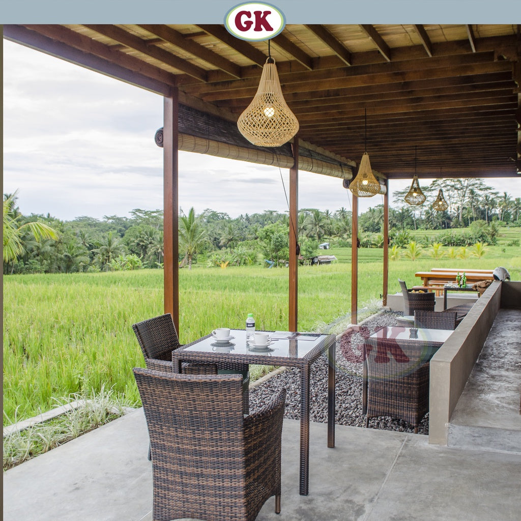 Kap Lampu Gantung Rotan BASIC 24 - Dekorasi Rotan Lampu Interior Kafe