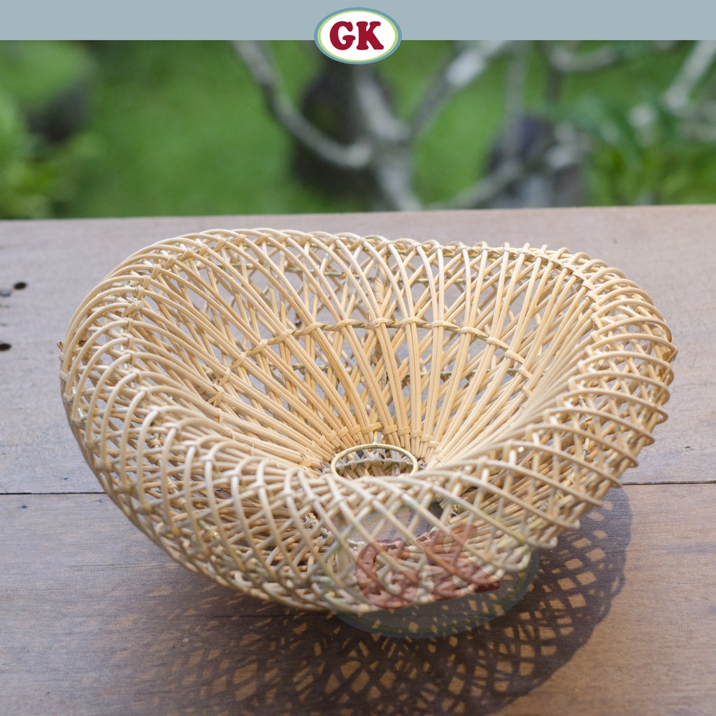Kap Lampu Rotan BASIC 48 D30 - Handcrafted Rattan Lampshade Perfect Interior Decor For Cafe, Resto, or Home.
