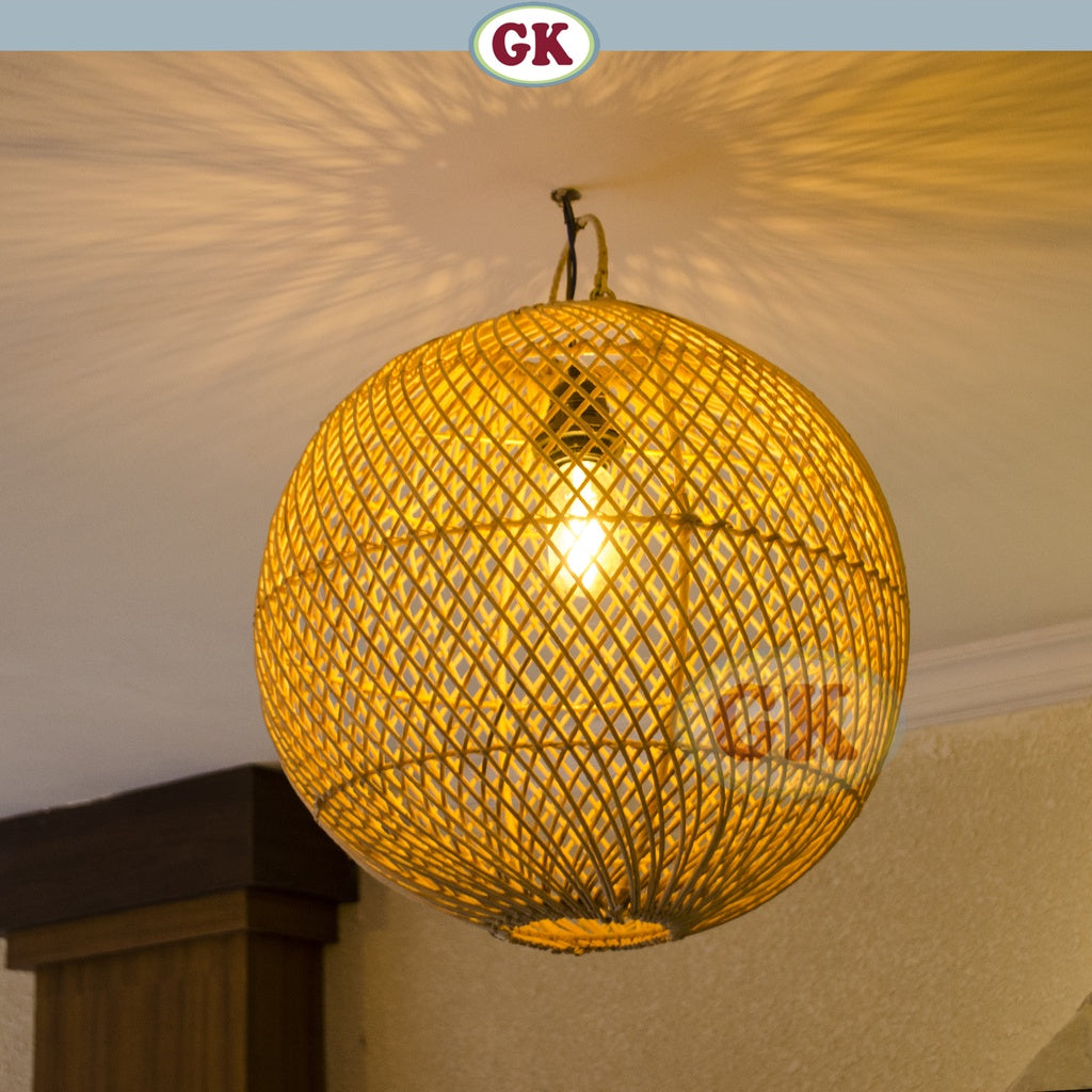 Kap Lampu Rotan BASIC 25 - Rattan Unique Lamp Decoration For Cafe / Resto etc
