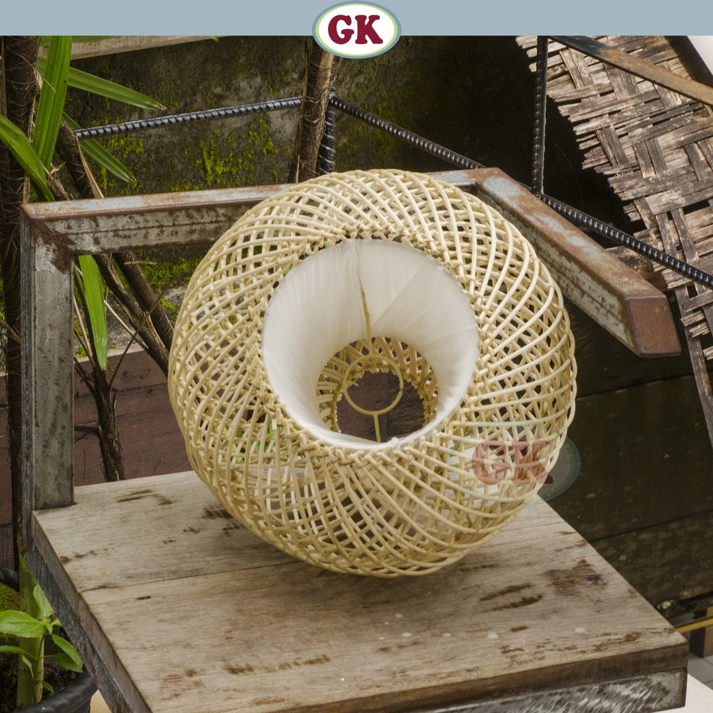 Kap Lampu Gantung Rotan LENTERA 03 - Handcrafted Rattan Lampshade Perfect Interior Decor for Cafe, Resto, Hotel or Home.