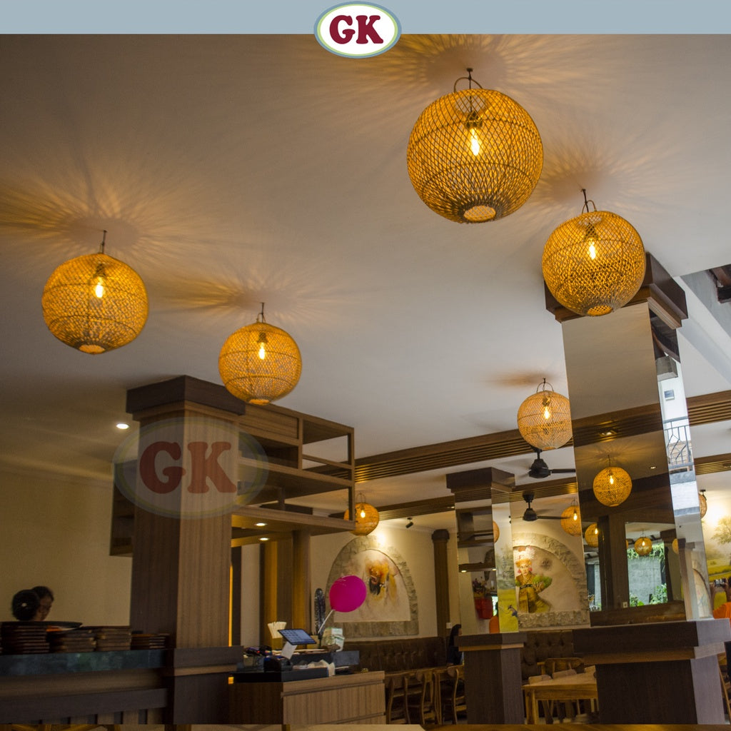 Kap Lampu Rotan BASIC 25 - Rattan Unique Lamp Decoration For Cafe / Resto etc