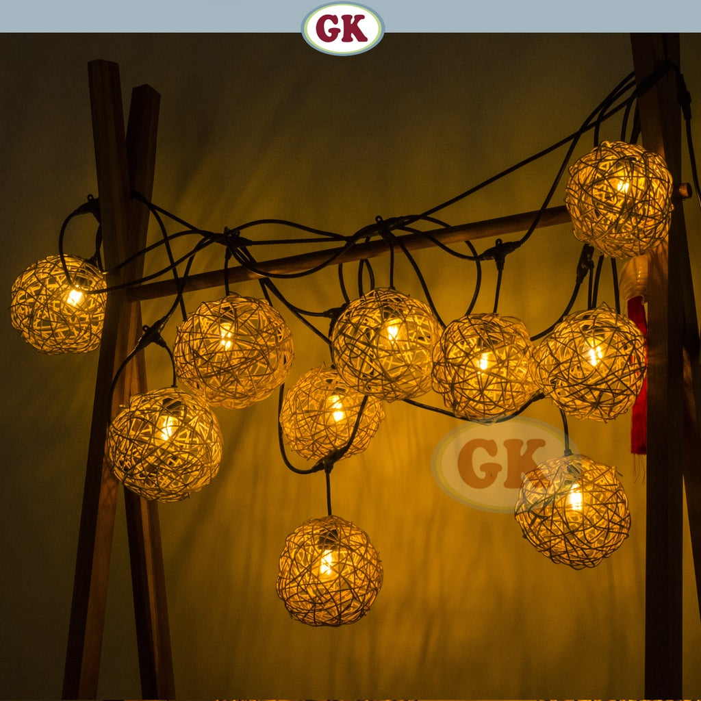 Kap Lampu Bola BASIC 64 D20 - Handcrafted Rattan Lampshade Perfect Interior Decor for Cafe, Resto, Hotel or Home.