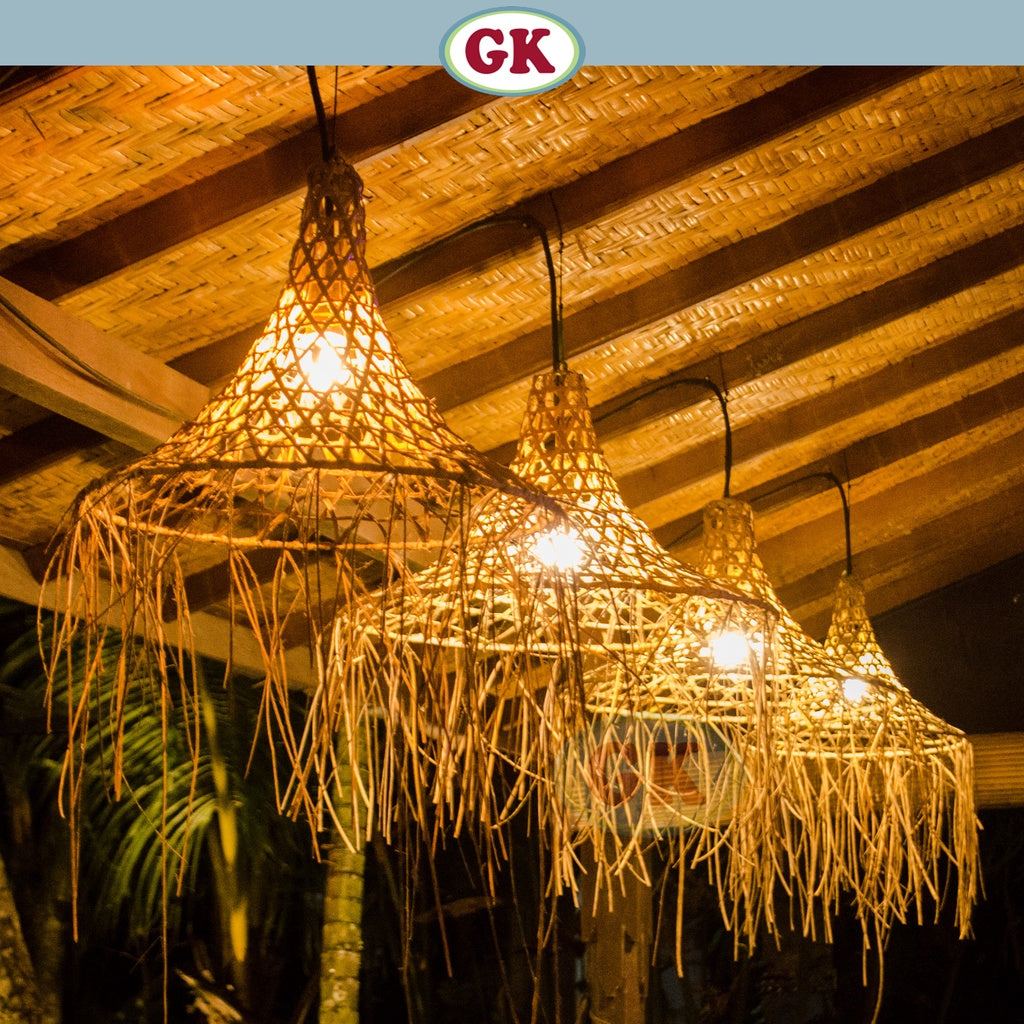 Kap Lampu Gantung Rotan RUSTIC 01 - Artistic Rattan Lampshade Perfect Interior Decor for Livingroom, Bedroom, or Longue.