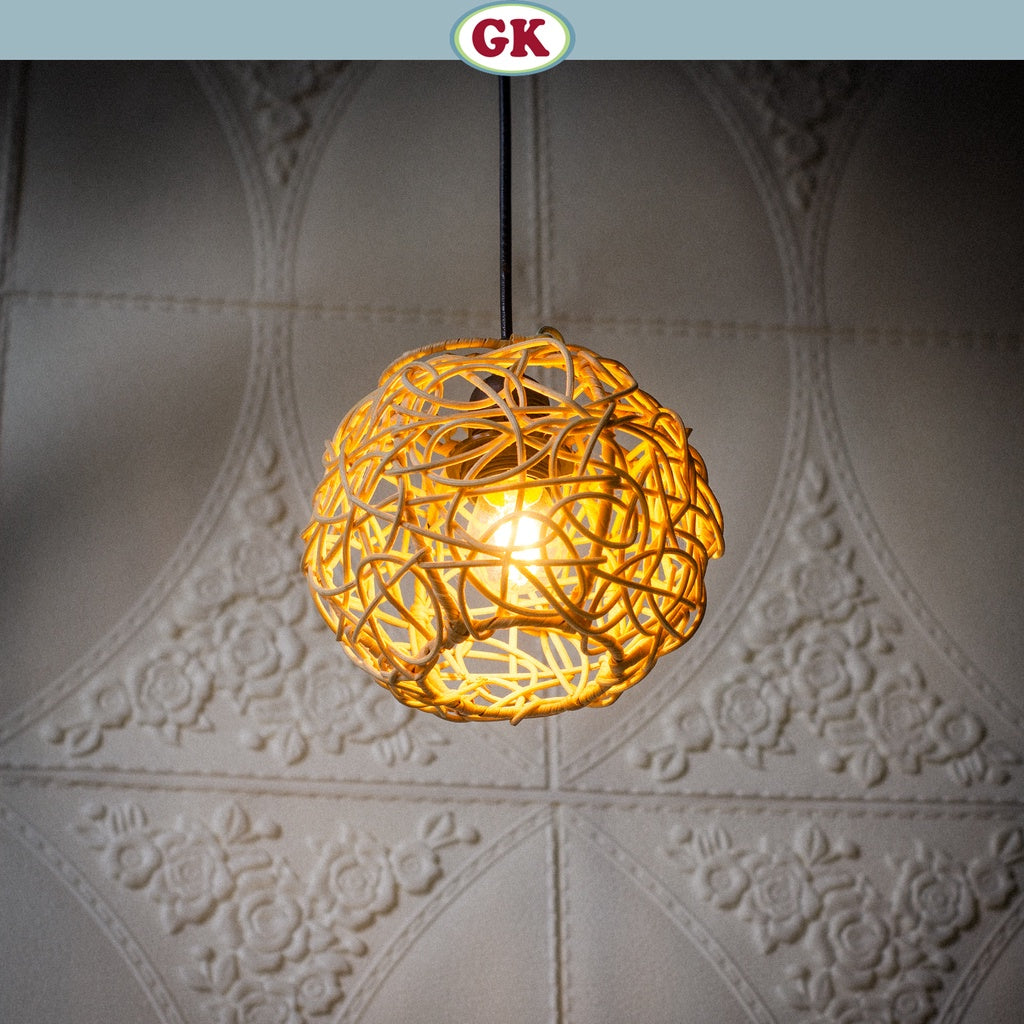 Kap Lampu Gantung Rotan BASIC 27 D17 - Handcrafted Rattan Lampshade Perfect Interior Decor for Cafe, Resto, or Home.