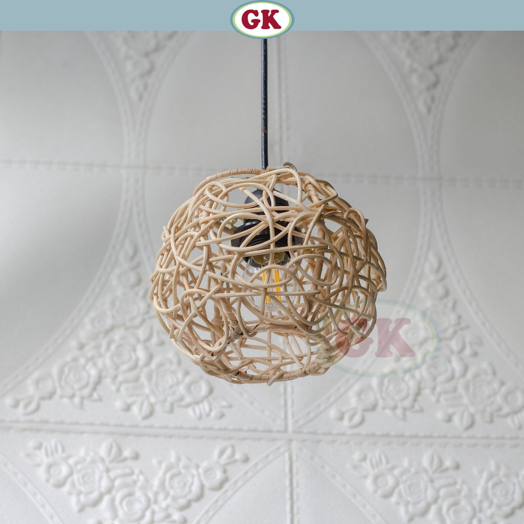 Kap Lampu Gantung Rotan BASIC 27 D17 - Handcrafted Rattan Lampshade Perfect Interior Decor for Cafe, Resto, or Home.