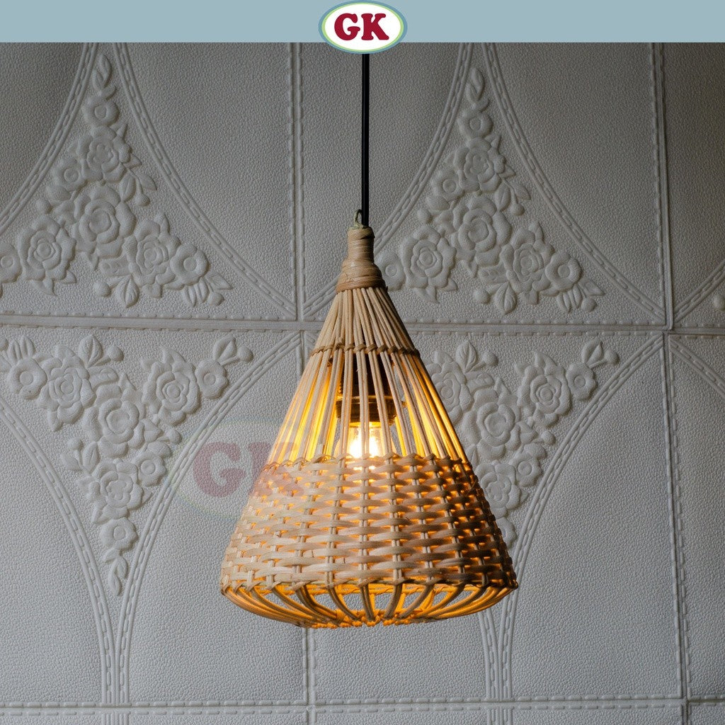 Kap Lampu Gantung Rotan BASIC 13 D20 - Rattan Unique Interior Lamp Decoration For Cozy Cafe, Resto or Home.