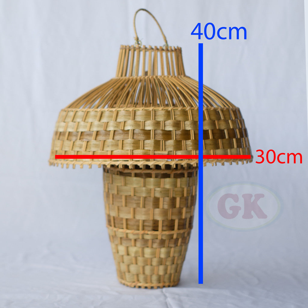 Kap Lampu Gantung Rotan RUSTIC 12 D30 - Artistic Rattan Lampshade Perfect Interior Decor for Livingroom, Bedroom, or Longue.