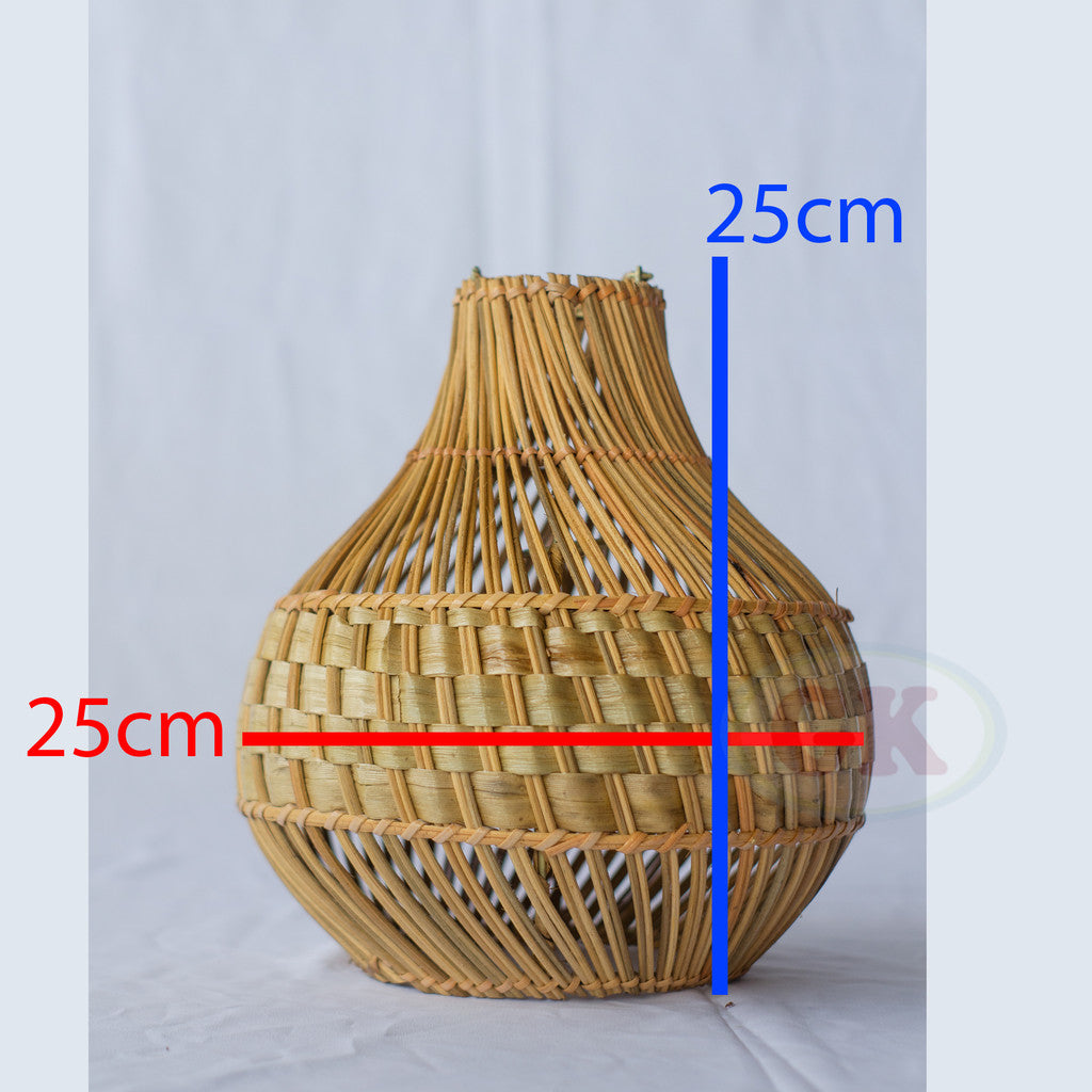 Kap Lampu Gantung Rotan RUSTIC 09 D25 - Artistic Rattan Lampshade Perfect Interior Decor for Livingroom, Bedroom, or Longue.