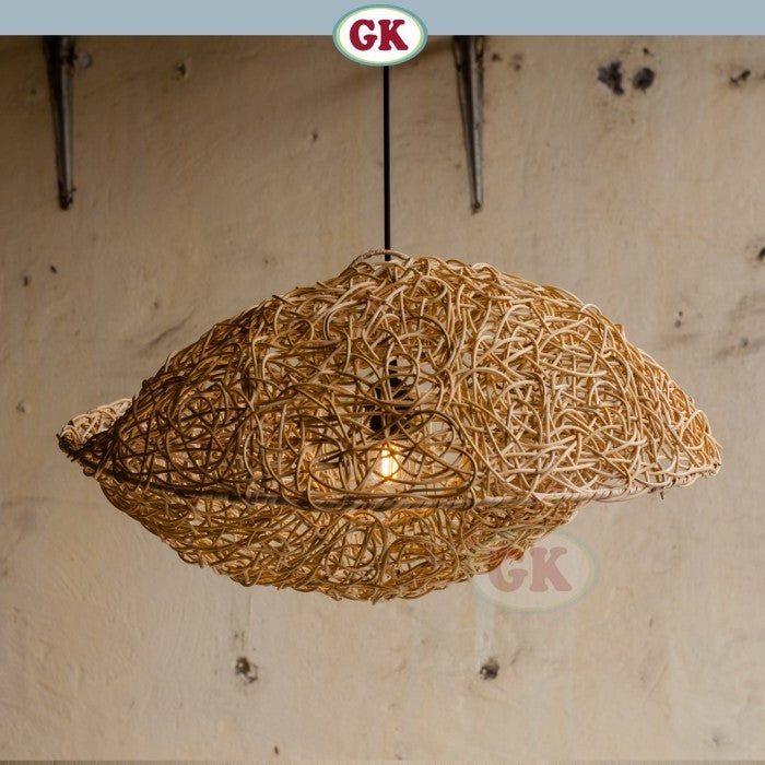 Kap Lampu Rotan BASIC 54 D60 - Handcrafted Rattan Lampshade Perfect Interior Decor for Cafe, Resto, Hotel or Home.