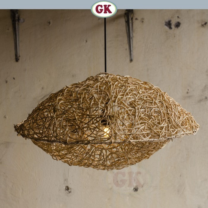 Kap Lampu Rotan BASIC 54 D60 - Handcrafted Rattan Lampshade Perfect Interior Decor for Cafe, Resto, Hotel or Home.