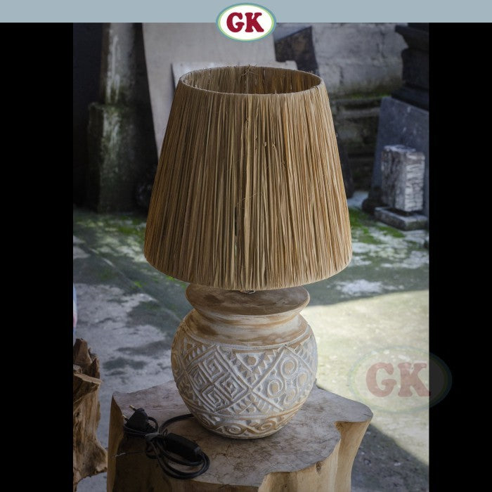 Kap Lampu Meja Rotan RUSTIC 24 D30 - Handwoven Rattan Table Lampshade Elegant Natural Decor for Bedroom, Livingroom, Lounge or Workspace.
