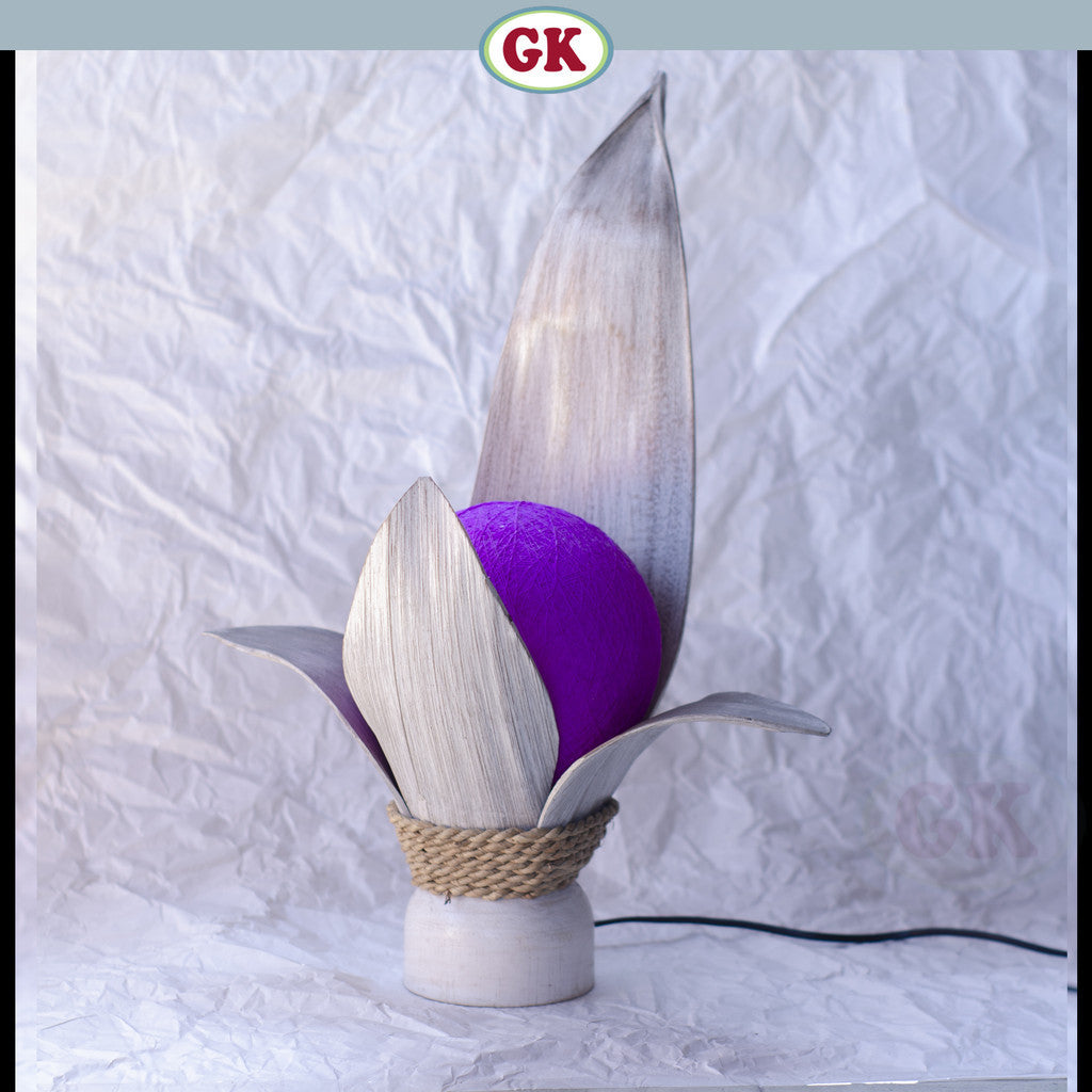 Kap Lampu Meja Pelepah Pisang RUSTIC 45 - Handwoven Table Lampshade Elegant Natural Decor for Bedroom, Livingroom, Lounge or Workspace.
