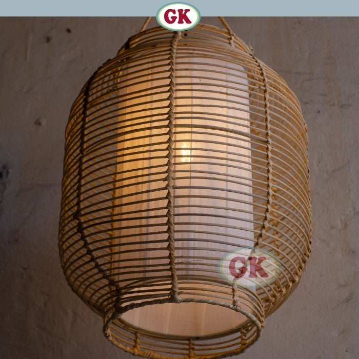 Kap Lampu Gantung Rotan LENTERA 11 D35 - Handcrafted Rattan Lampshade Perfect Interior Decor for Cafe, Resto, Hotel or Home.
