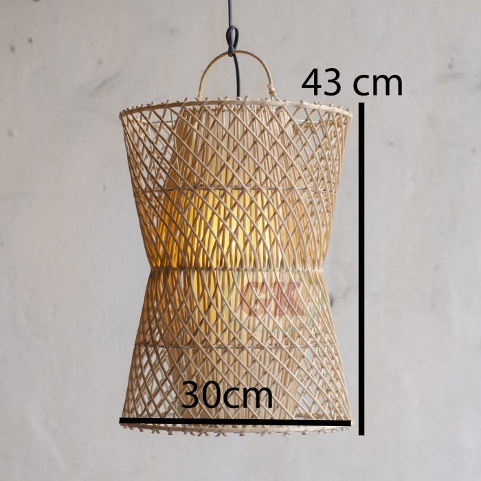 Kap Lampu Gantung Rotan LENTERA 20 D30 - Tropical Rattan Pendant Lampshade with Natural Texture for Cafe, Hotel, or Cozy Home Spaces.