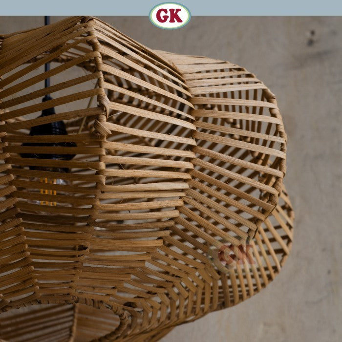 Kap Lampu Rotan BASIC 34 D40 - Handcrafted Rattan Lampshade Perfect Interior Decor for Cafe, Resto, or Home.