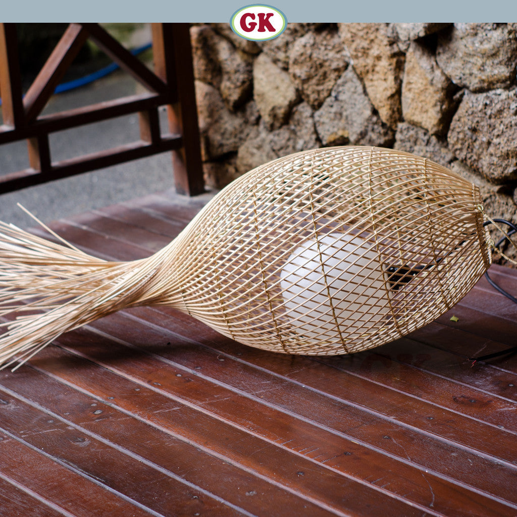 Kap Lampu Gantung Rotan FIBER 04 D30 - Artistic Rattan Lampshade Perfect Interior Decor for Livingroom, Bedroom, or Longue.