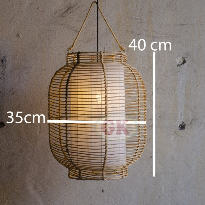 Kap Lampu Gantung Rotan LENTERA 11 D35 - Handcrafted Rattan Lampshade Perfect Interior Decor for Cafe, Resto, Hotel or Home.