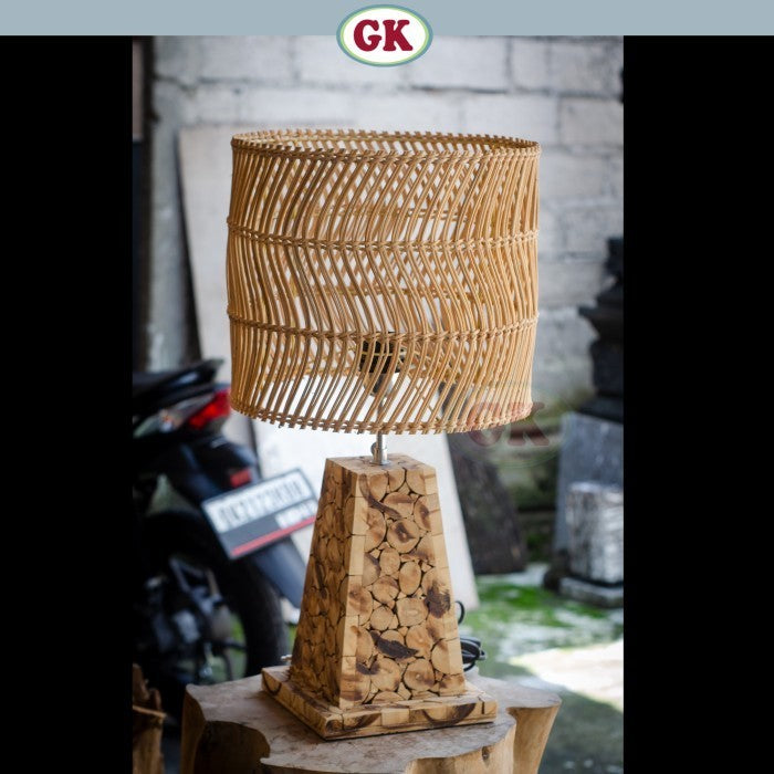 Kap Lampu Meja Rotan RUSTIC 16 D30 - Handwoven Rattan Table Lampshade Elegant Natural Decor for Bedroom, Livingroom, Lounge or Workspace.