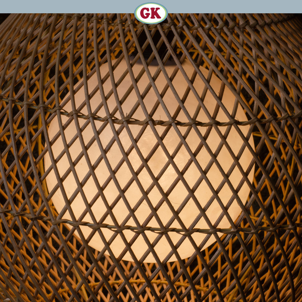 Kap Lampu Gantung Rotan FIBER 03 D40 - Artistic Rattan Lampshade Perfect Interior Decor for Livingroom, Bedroom, or Longue.