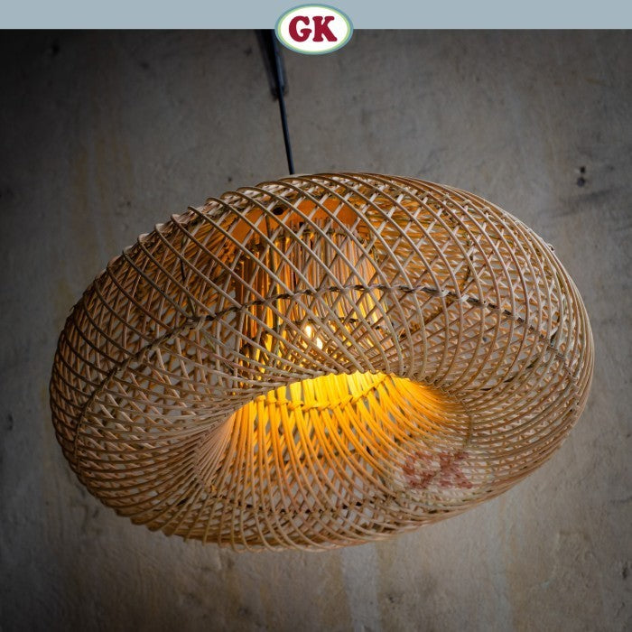 Kap Lampu Gantung Rotan KUBAH 04 - Dekorasi Lampu Hias Cafe Minimalis