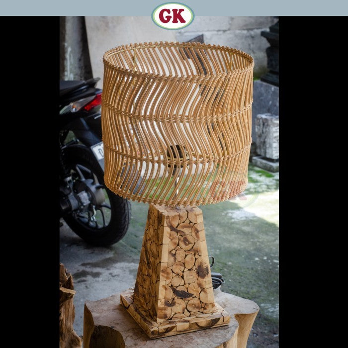 Kap Lampu Meja Rotan RUSTIC 16 D30 - Handwoven Rattan Table Lampshade Elegant Natural Decor for Bedroom, Livingroom, Lounge or Workspace.