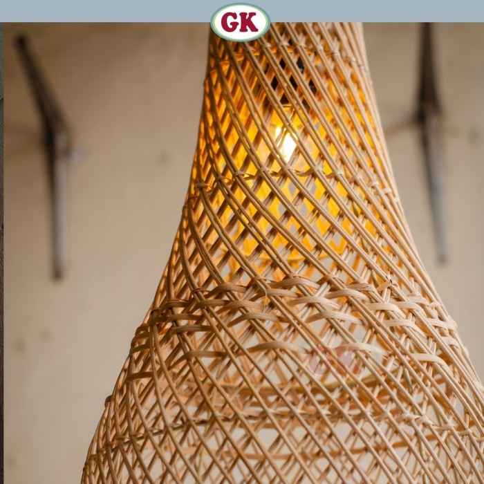 Kap Lampu Gantung Rotan BASIC 37 D30 - Handcrafted Rattan Lampshade Perfect Interior Decor for Cafe, Resto, or Home.