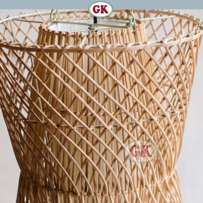 Kap Lampu Gantung Rotan LENTERA 20 D30 - Tropical Rattan Pendant Lampshade with Natural Texture for Cafe, Hotel, or Cozy Home Spaces.