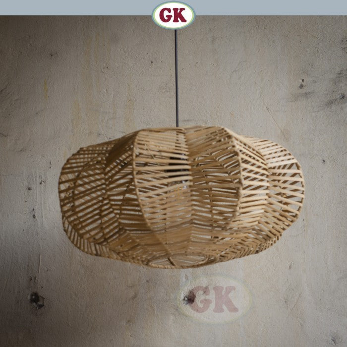 Kap Lampu Rotan BASIC 34 D40 - Handcrafted Rattan Lampshade Perfect Interior Decor for Cafe, Resto, or Home.