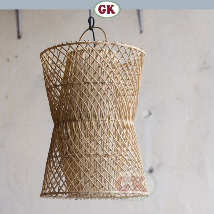 Kap Lampu Gantung Rotan LENTERA 20 D30 - Tropical Rattan Pendant Lampshade with Natural Texture for Cafe, Hotel, or Cozy Home Spaces.