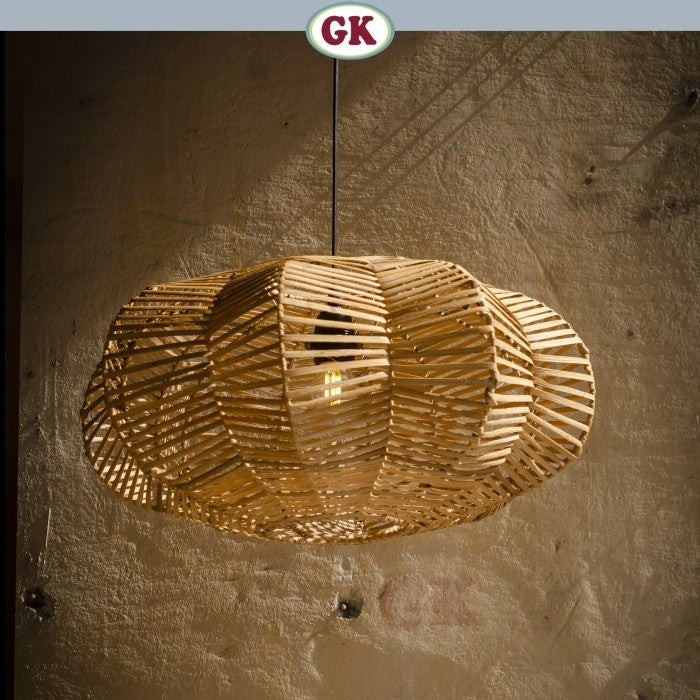 Kap Lampu Rotan BASIC 34 D40 - Handcrafted Rattan Lampshade Perfect Interior Decor for Cafe, Resto, or Home.