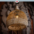 Kap Lampu Gantung Rotan KUBAH 19 - Dekorasi Lampu Manik Kayu