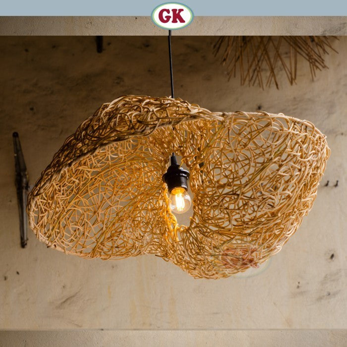 Kap Lampu Rotan BASIC 54 D60 - Handcrafted Rattan Lampshade Perfect Interior Decor for Cafe, Resto, Hotel or Home.