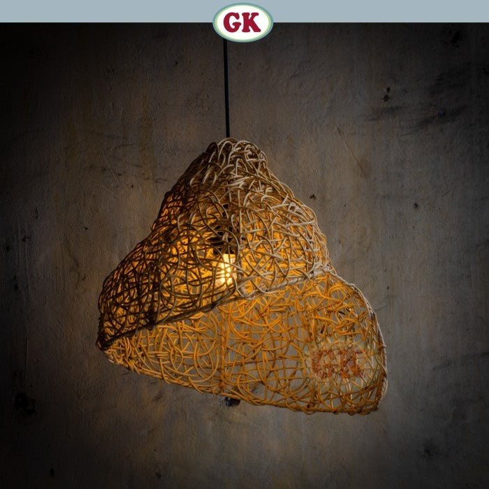 Kap Lampu Sarang BASIC 35 - Handcrafted Rattan Lampshade Perfect Interior Decor for Cafe, Resto, or Home.