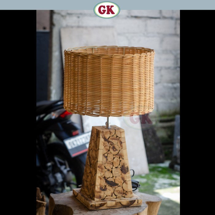 Kap Lampu Meja Rotan RUSTIC 18 D30 - Handwoven Rattan Table Lampshade Elegant Natural Decor for Bedroom, Livingroom, Lounge or Workspace.