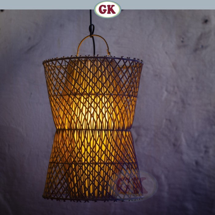 Kap Lampu Gantung Rotan LENTERA 20 D30 - Tropical Rattan Pendant Lampshade with Natural Texture for Cafe, Hotel, or Cozy Home Spaces.
