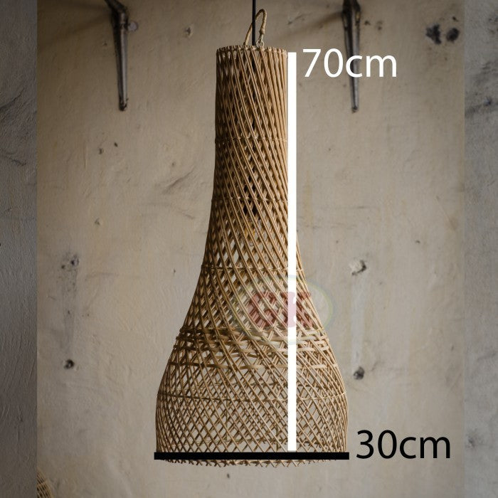 Kap Lampu Gantung Rotan BASIC 37 D30 - Handcrafted Rattan Lampshade Perfect Interior Decor for Cafe, Resto, or Home.