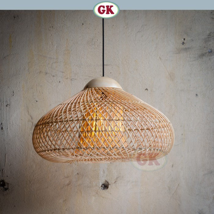 Kap Lampu Gantung Rotan KUBAH 04 - Dekorasi Lampu Hias Cafe Minimalis