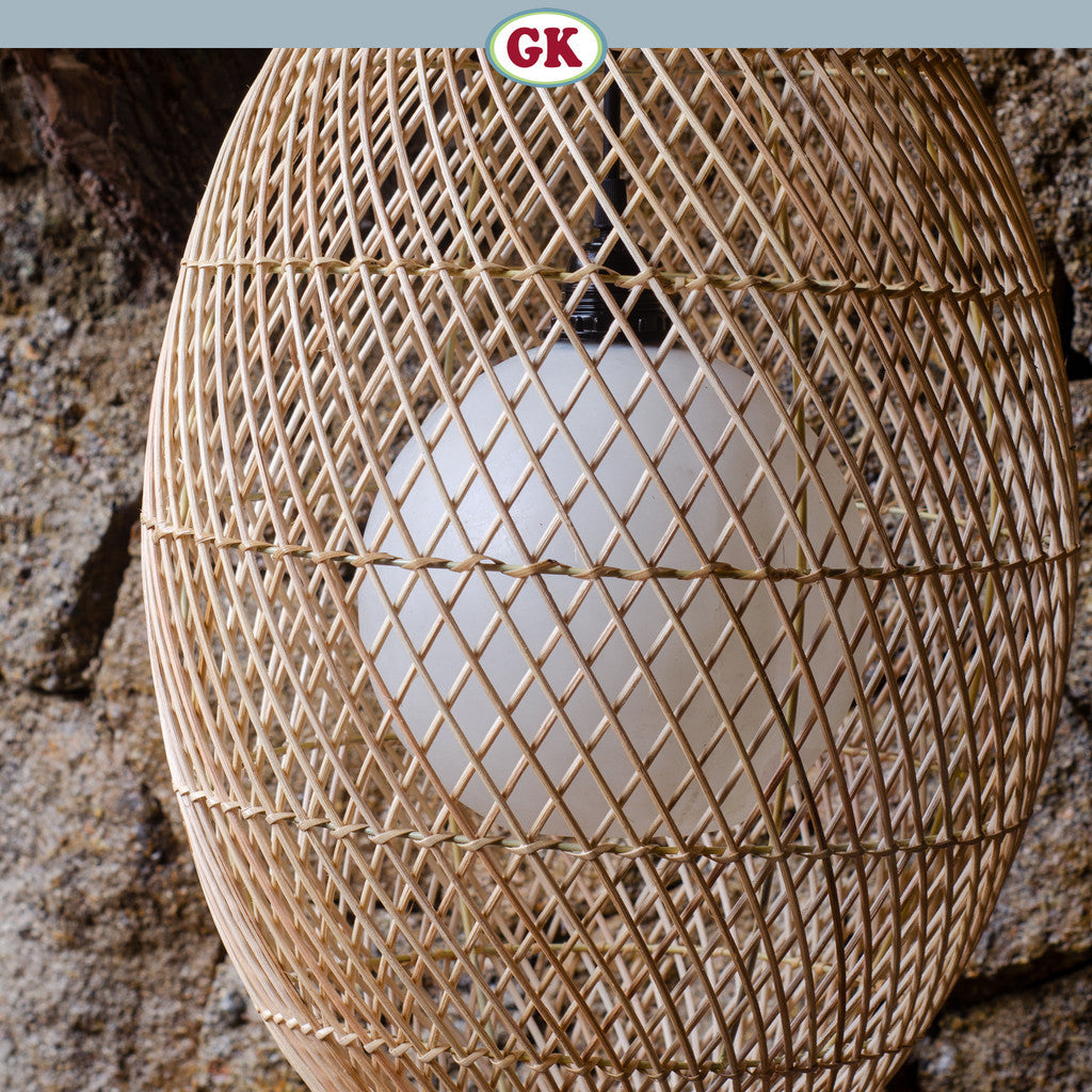 Kap Lampu Gantung Rotan FIBER 04 D30 - Artistic Rattan Lampshade Perfect Interior Decor for Livingroom, Bedroom, or Longue.