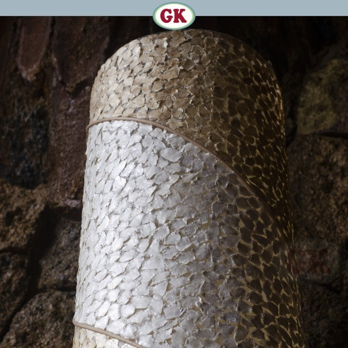 Kap Lampu Standing Rotan RUSTIC 35 D30 - Organic Floor Lampshade with Raw Capiz Shell for Tropical Hotel, Villa, Workspace, Spa, or Coastal Home Decor.
