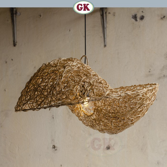 Kap Lampu Rotan BASIC 54 D60 - Handcrafted Rattan Lampshade Perfect Interior Decor for Cafe, Resto, Hotel or Home.