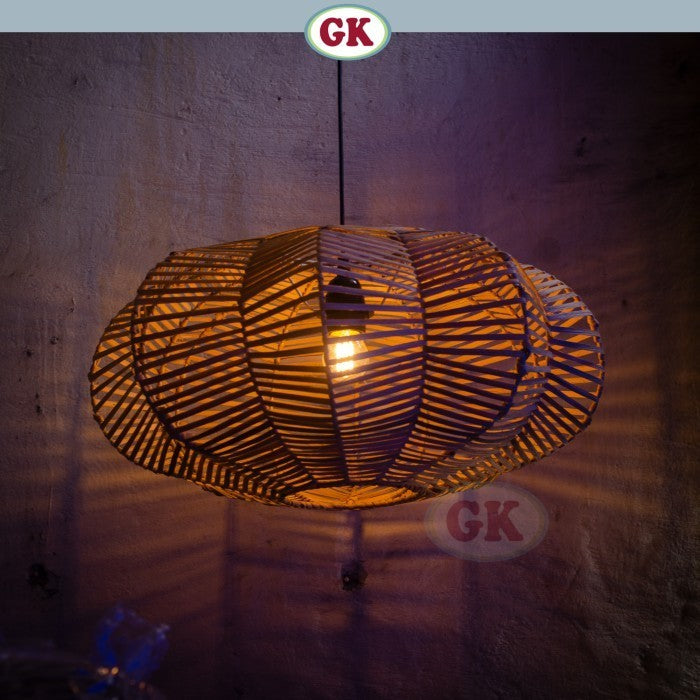 Kap Lampu Rotan BASIC 34 D40 - Handcrafted Rattan Lampshade Perfect Interior Decor for Cafe, Resto, or Home.